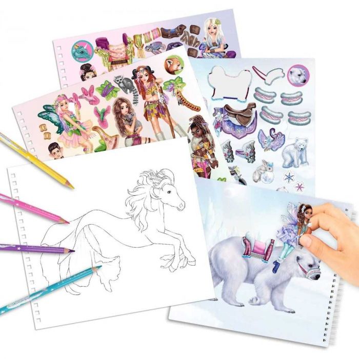 Carte de colorat cu stickere Create Your Fantasy Friends June Depesche PT12072 [5]