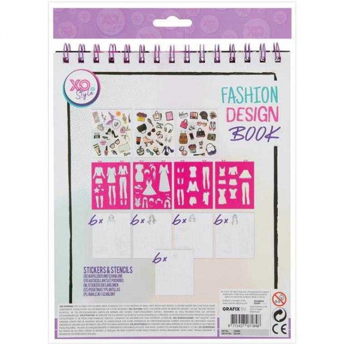 Carte de colorat Fashion Design Book cu stickere si sabloane incluse Grafix GR230005 [3]