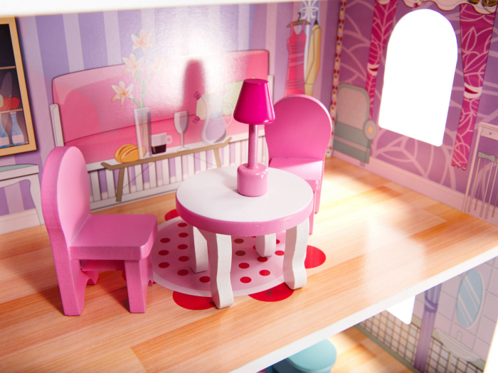 CASA DE PAPUSI DIN LEMN MDF 70CM LED ROZ [7]