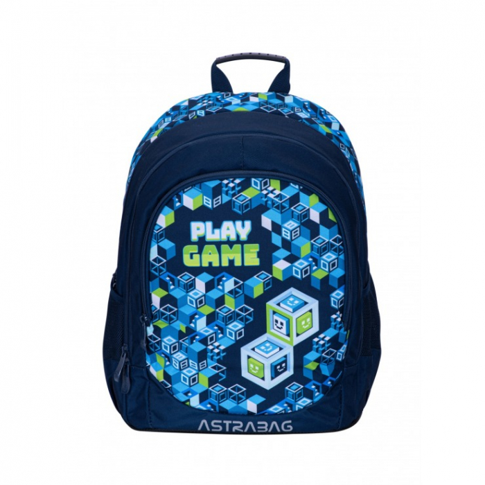 Ghiozdan școlar cu 3 compartimente Play Game Pixele AB340 Astrabag  albastru [1]