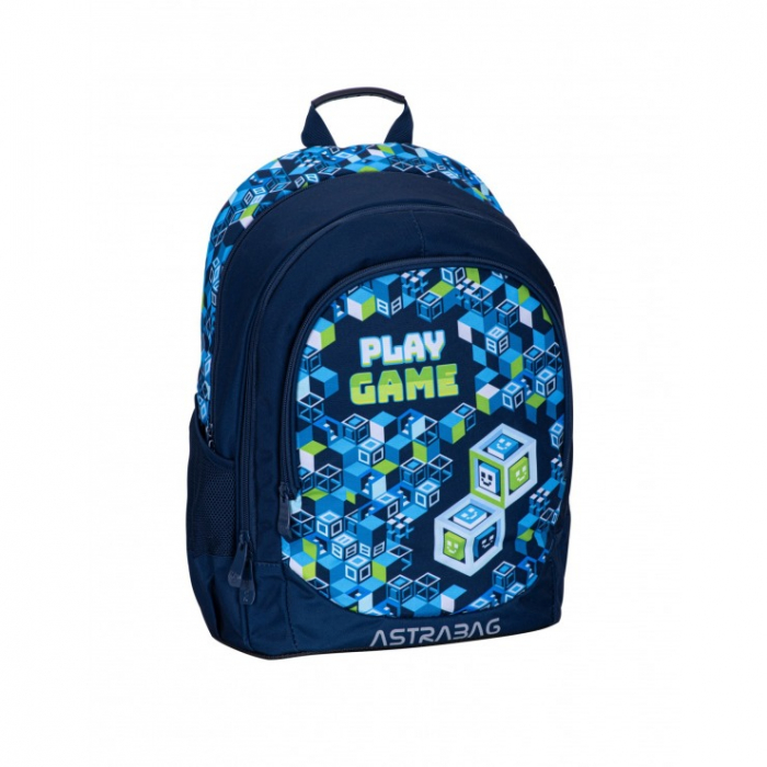 Ghiozdan școlar cu 3 compartimente Play Game Pixele AB340 Astrabag  albastru [2]