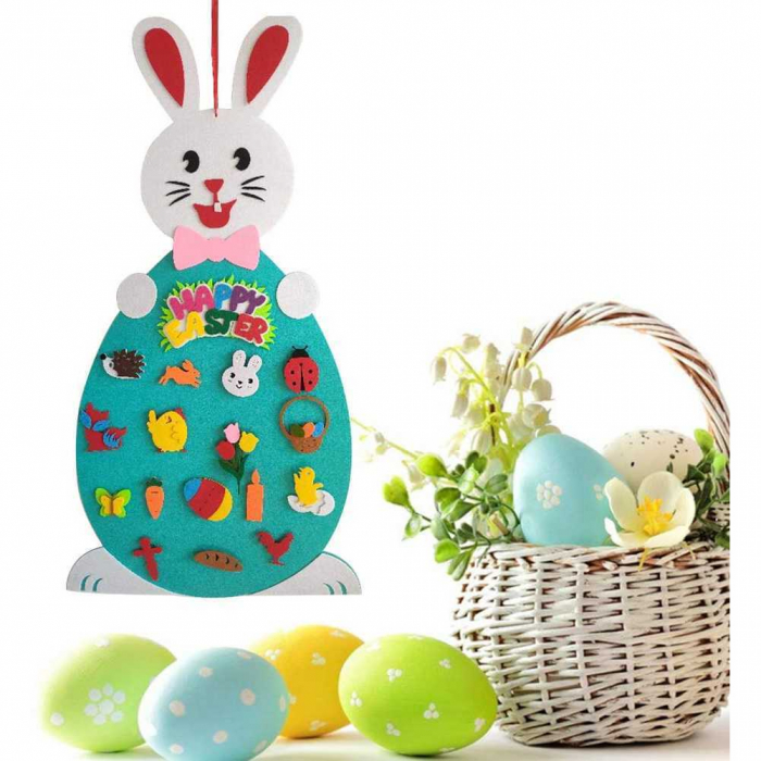 Iepuras din fetru cu 19 decoratiuni, 95x47 cm Bambinice BN049 [3]