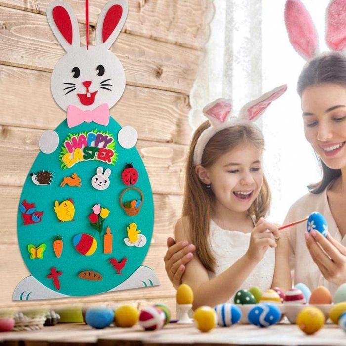 Iepuras din fetru cu 19 decoratiuni, 95x47 cm Bambinice BN049 [4]