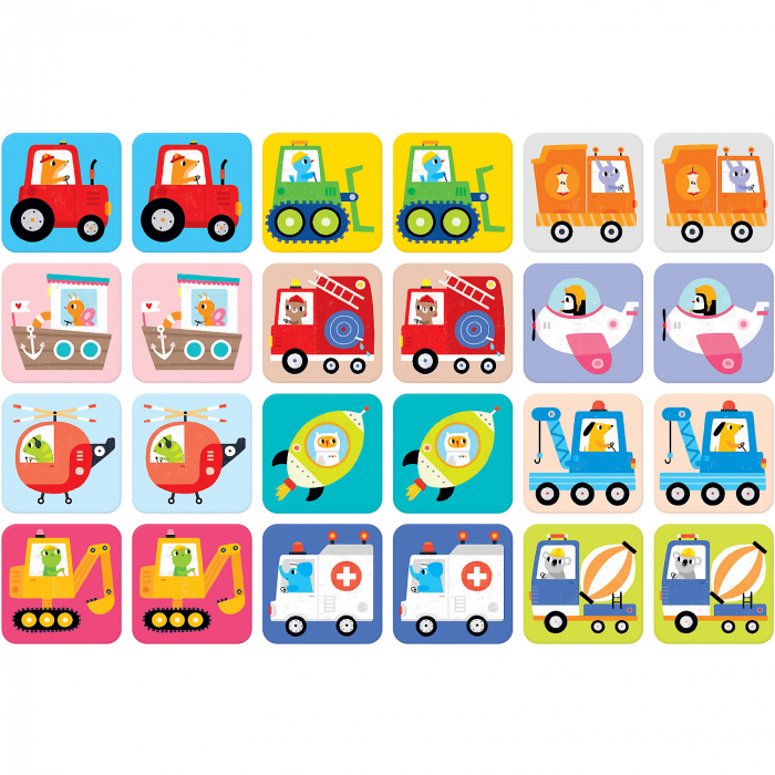 Joc de memorie Suuuper Mare Vehicule, 24 piese, 16x16cm Banana Panda BP49111 [4]