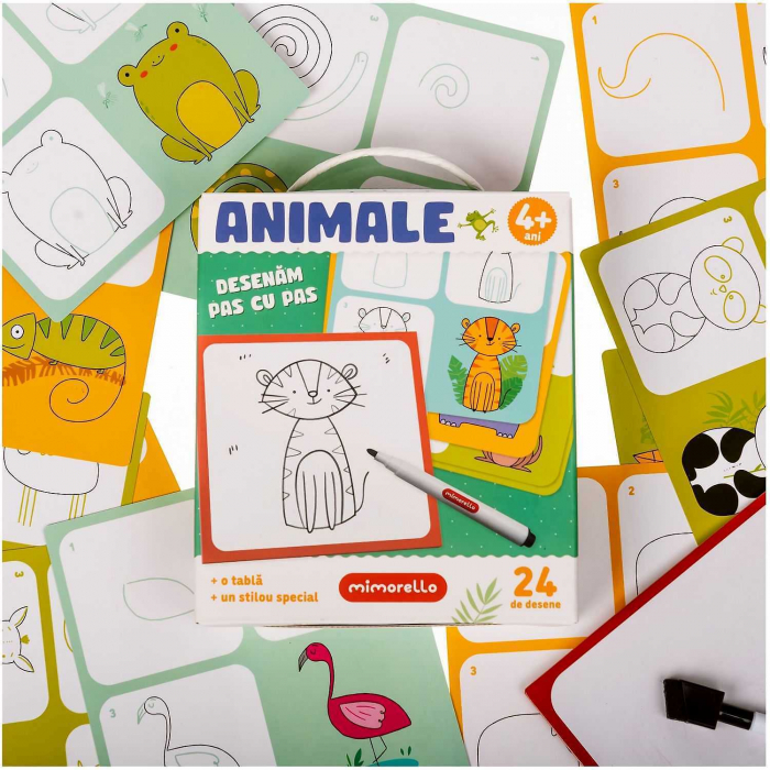 Joc educativ Animale Desenam pas cu pas, 24 piese Mimorello EK6667 [4]