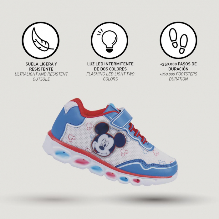 Pantofi sport cu lumini alb/albastru- Mickey [6]