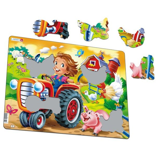 Puzzle Copil la Ferma pe Tractor, 15 Piese Larsen LRBM7 [2]