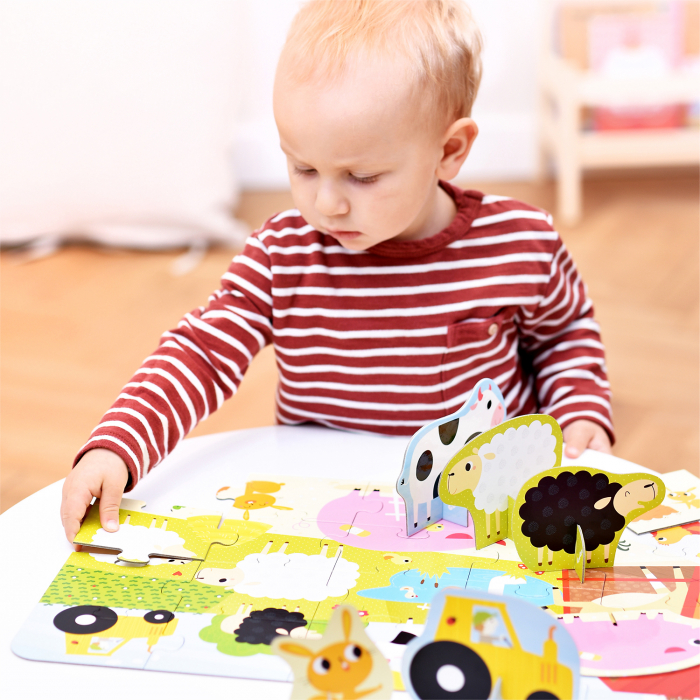Puzzle educativ - Descopera animalele de la Ferma, 20 piese, 48x32cm Banana Panda BP49032 [4]