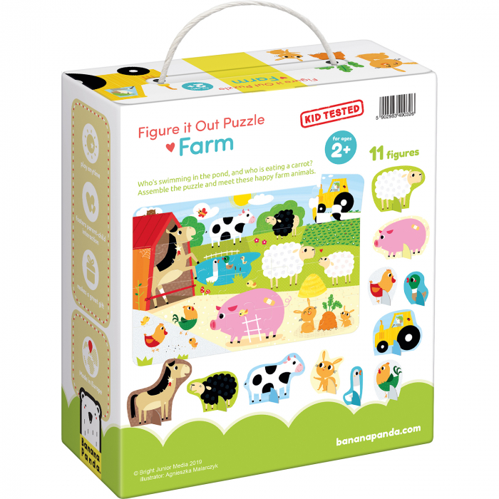Puzzle educativ - Descopera animalele de la Ferma, 20 piese, 48x32cm Banana Panda BP49032 [3]