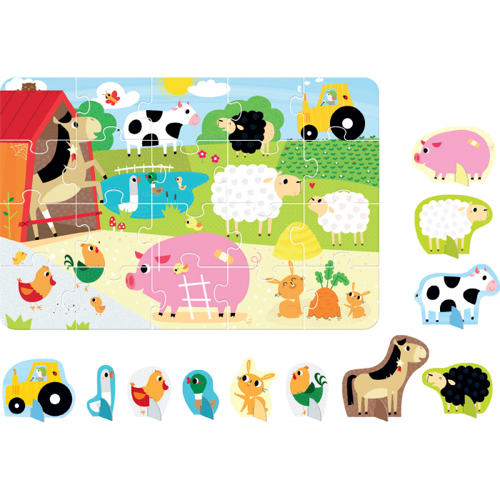 Puzzle educativ - Descopera animalele de la Ferma, 20 piese, 48x32cm Banana Panda BP49032 [5]