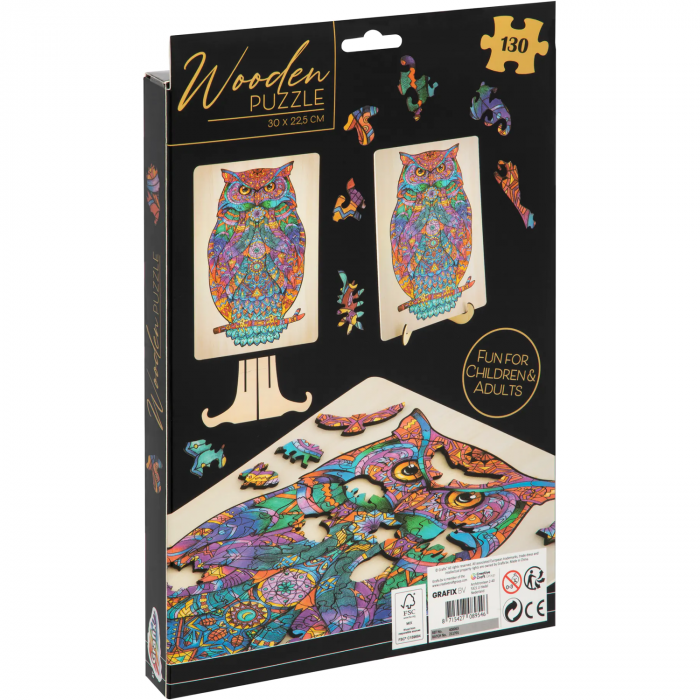Puzzle Lemn Bufnita, 130 piese, 30x22.5 cm Grafix GR400063 [5]