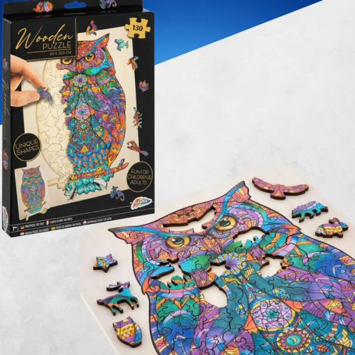Puzzle Lemn Bufnita, 130 piese, 30x22.5 cm Grafix GR400063 [2]