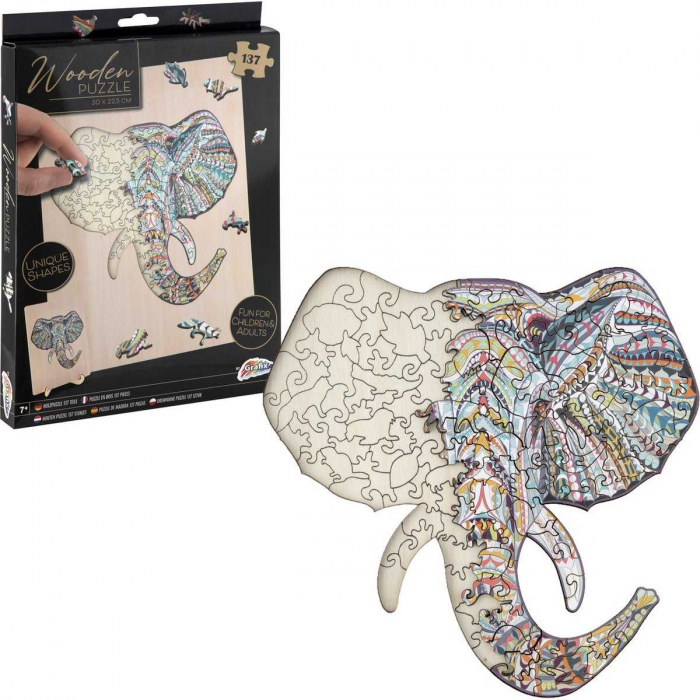 Puzzle Lemn Elefant, 137 piese, 30x22.5 cm Grafix GR400072 [5]