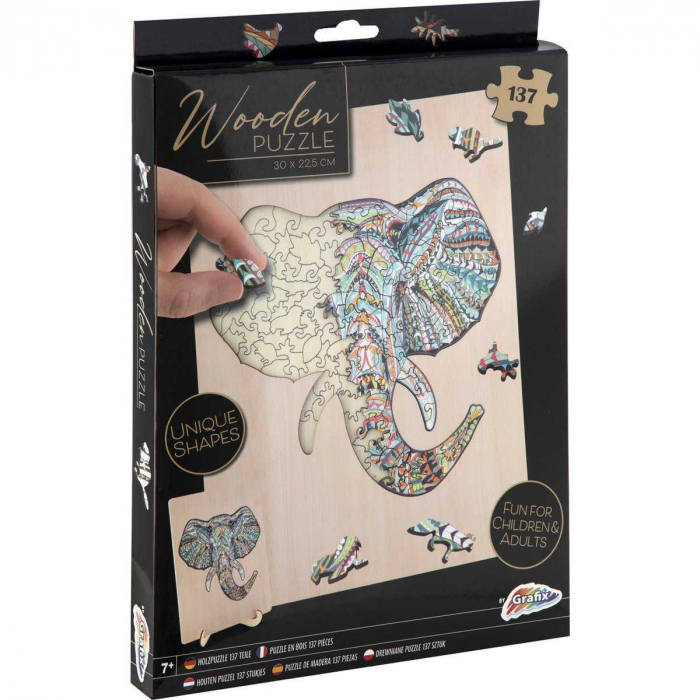 Puzzle Lemn Elefant, 137 piese, 30x22.5 cm Grafix GR400072 [3]