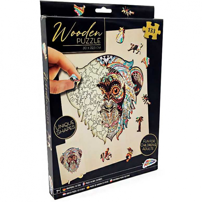 Puzzle Lemn Maimuta, 133 piese, 30x22.5 cm Grafix GR400073 [2]