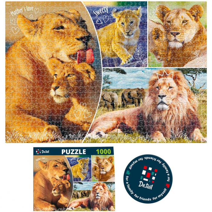 Puzzle Lion family, 47x67 cm, 1000 piese De.tail DT1000-01 [2]