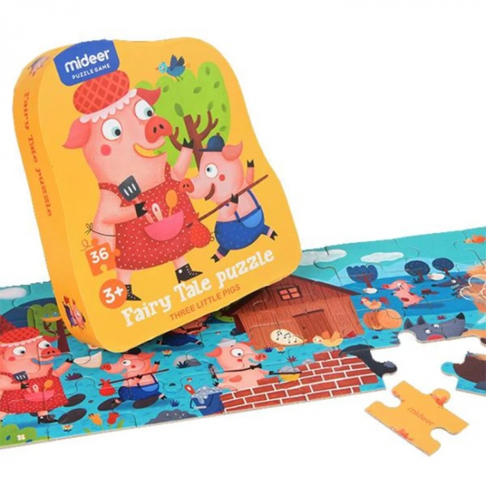 Puzzle poveste – Cei trei purcelusi, 36 piese Mideer MD3060 [2]
