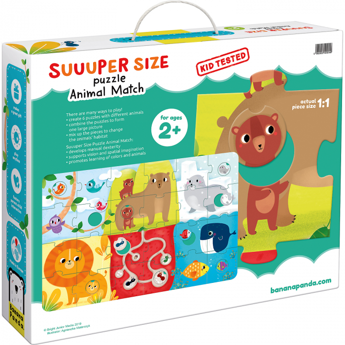 Puzzle Suuper mare Potriveste Animalele, 34 piese, 96x64cm Banana Panda BP49025 [3]