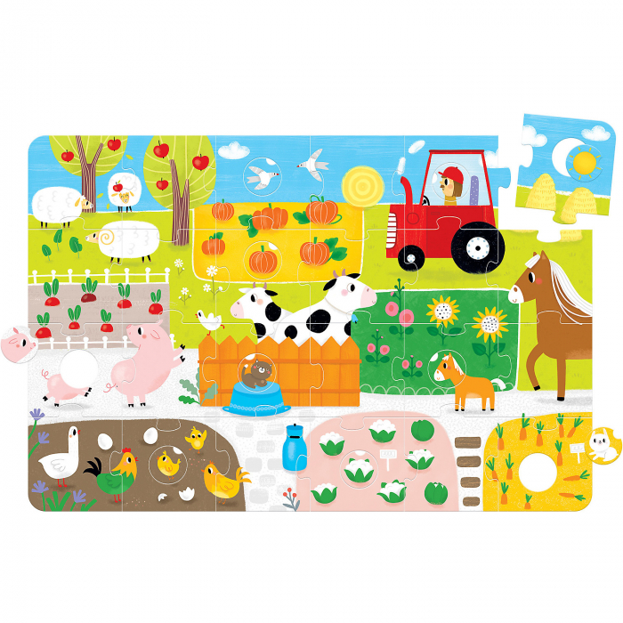 Puzzle Suuper mare Potriveste Animalele de la Ferma, 34 piese, 96x64cm Banana Panda BP49108 [5]