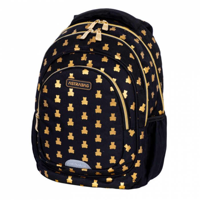 Rucsac școlar negru GoldenTeddy  3 compartimente Astra [3]