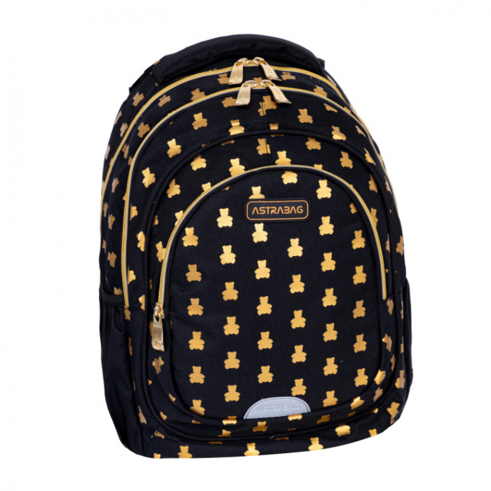 Rucsac școlar negru GoldenTeddy  3 compartimente Astra [2]