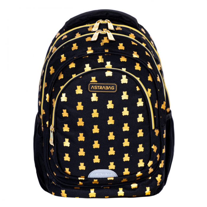 Rucsac școlar negru GoldenTeddy  3 compartimente Astra [1]