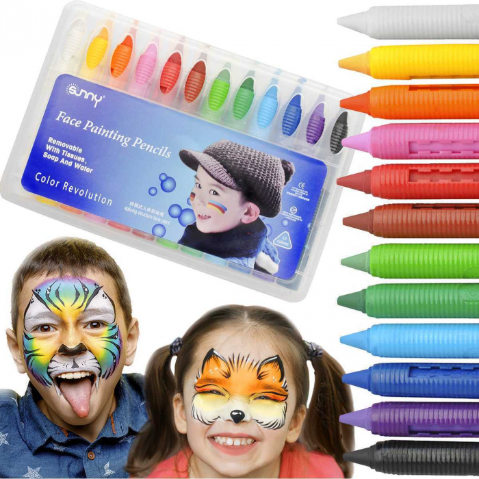 Set 12 creioane colorate pentru fata, culori non alergice Iso Trade MY17775 [5]