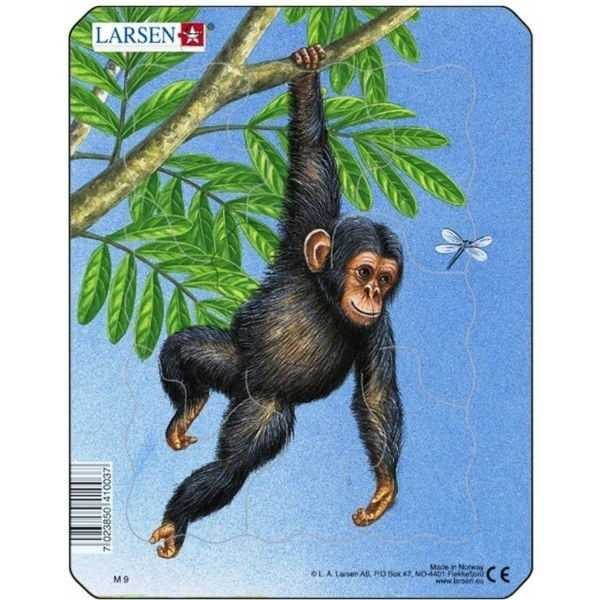 Set 4 Puzzle-uri Animale: Leu, Elefant, Maimuta, Zebra, 9 piese Larsen LRM9-NO [2]