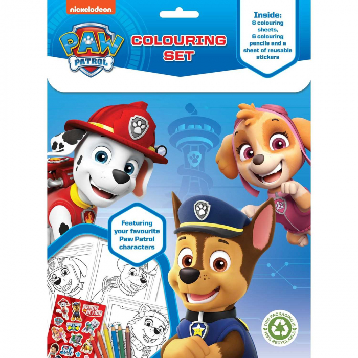 Set 8 fise de colorat cu 6 creioane Paw Patrol Colouring Set Alligator AB3231PWCS2 [1]