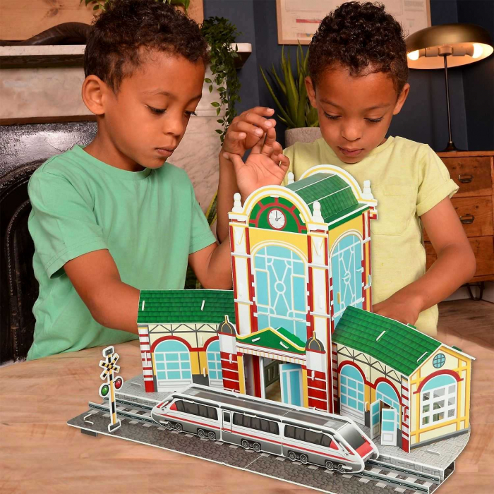 Set constructie puzzle 3D -  Gara tren Fiesta Crafts FCT-3049 [4]