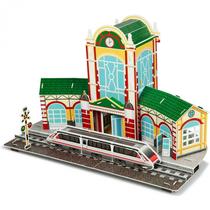 Set constructie puzzle 3D -  Gara tren Fiesta Crafts FCT-3049 [2]