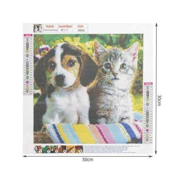 Set creativ cu diamante rotunde Diamond Painting 30x30 cm Catel si Pisica Iso Trade MY17879 [4]