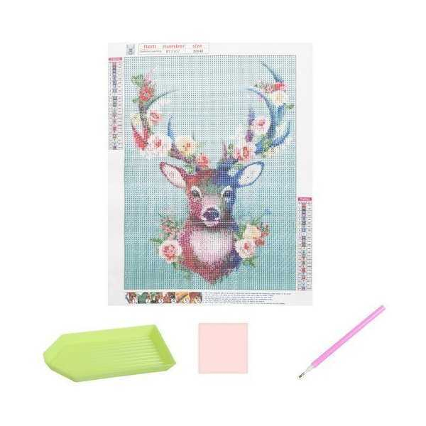 Set creativ cu diamante rotunde Diamond Painting 40x30 cm Caprioara Iso Trade MY17810 [2]