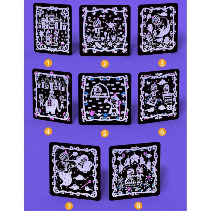 Set educativ 2 in 1: Scratch art si proiector poveste Aladin si lampa fermecata Mideer MD4149 [2]