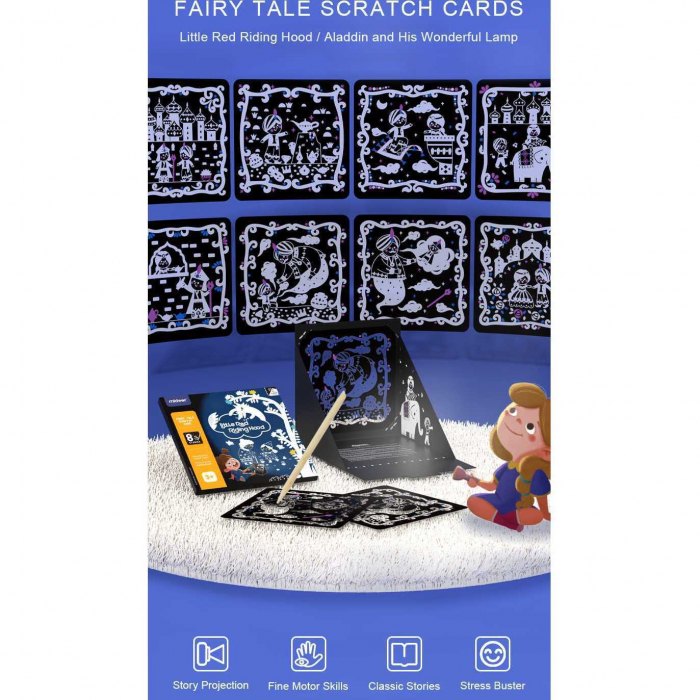 Set educativ 2 in 1: Scratch art si proiector poveste Aladin si lampa fermecata Mideer MD4149 [3]