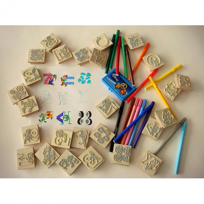 Set educativ cu stampile Numere Disney 46 piese, 26 stampile, tus, 18 carioci Multiprint MP1937 [3]