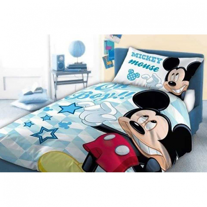 Set lenjerie pat copii Mickey Oh Boy 100x135 + 40x60 SunCity FRA541850 [2]
