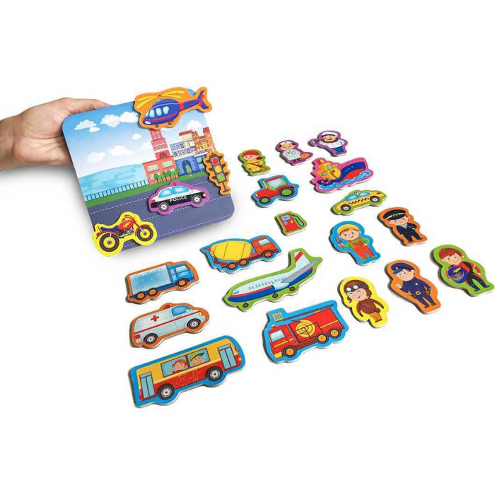 Set magnetic Mijloace de Transport cu Plansa magnetica inclusa, 22 piese Roter Kafer RK2090-04 [2]