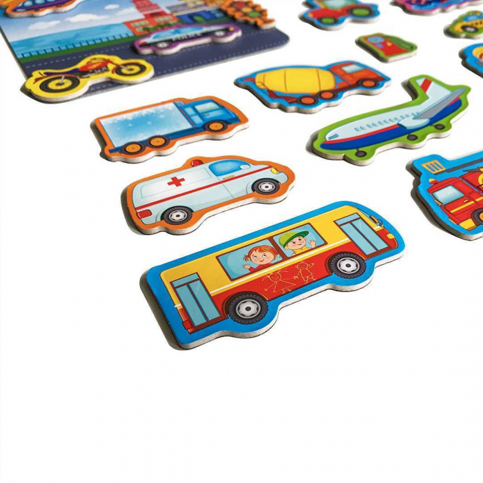Set magnetic Mijloace de Transport cu Plansa magnetica inclusa, 22 piese Roter Kafer RK2090-04 [5]