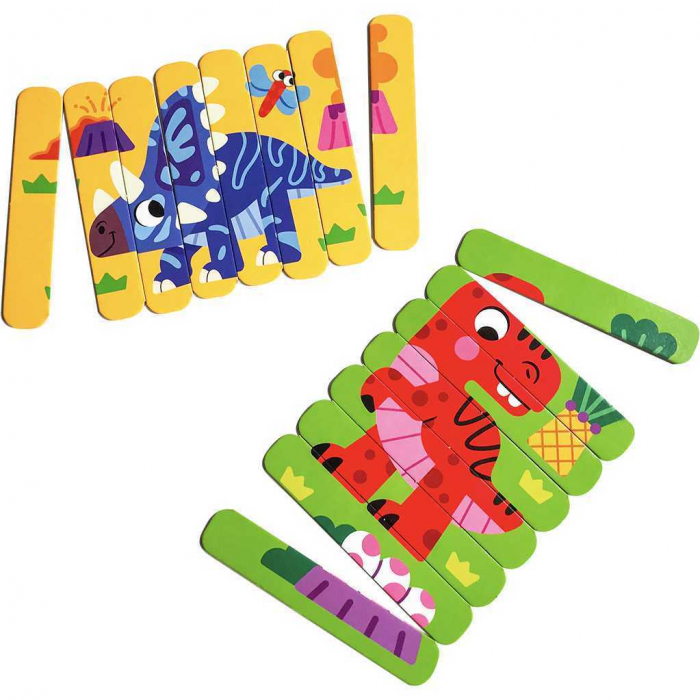 Set puzzle-uri din betisoare Dinozauri, 16 piese Roter Kafer RK1090-02 [3]