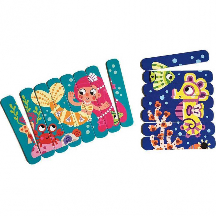 Set puzzle-uri din betisoare Sirena si Calut de mare, 16 piese Roter Kafer RK1090-03 [3]