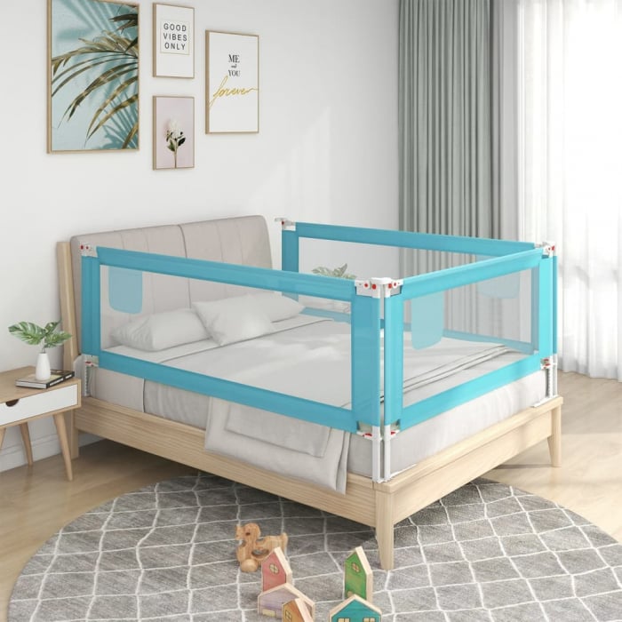 vidaXL Balustradă de protecție pat copii, albastru, 160x25 cm, textil [1]