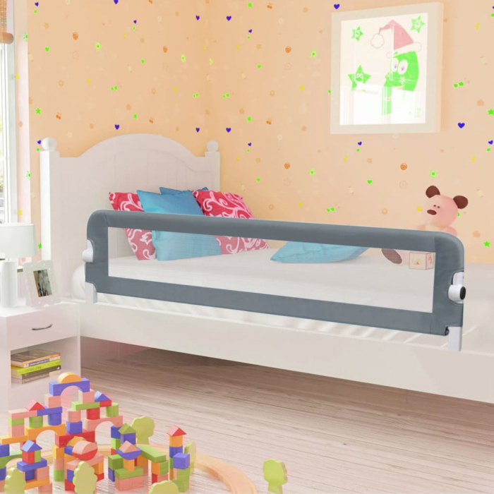  vidaXL Balustradă de protecție pat copii, gri, 180 x 42 cm, poliester [1]