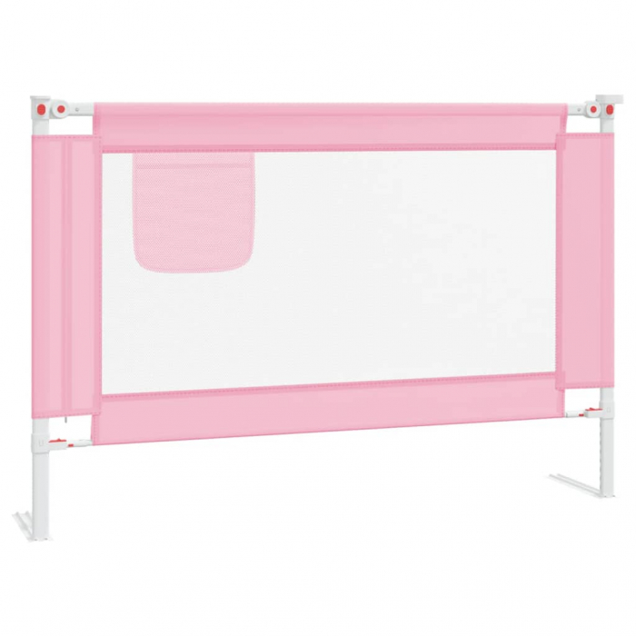 vidaXL Balustradă de protecție pat copii, roz, 100x25 cm, textil [2]