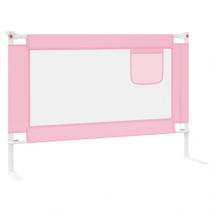 vidaXL Balustradă de protecție pat copii, roz, 100x25 cm, textil [4]