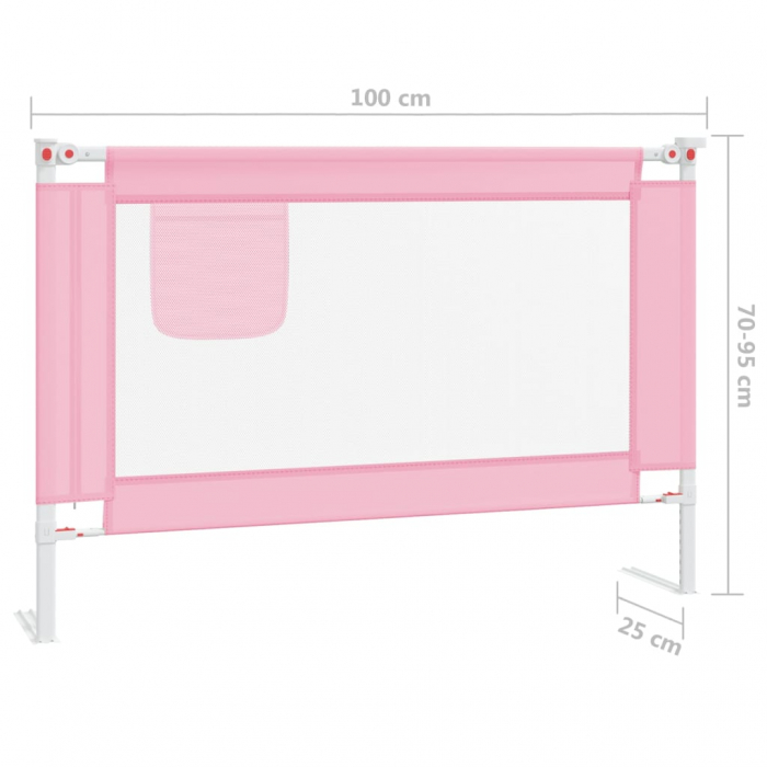 vidaXL Balustradă de protecție pat copii, roz, 100x25 cm, textil [8]