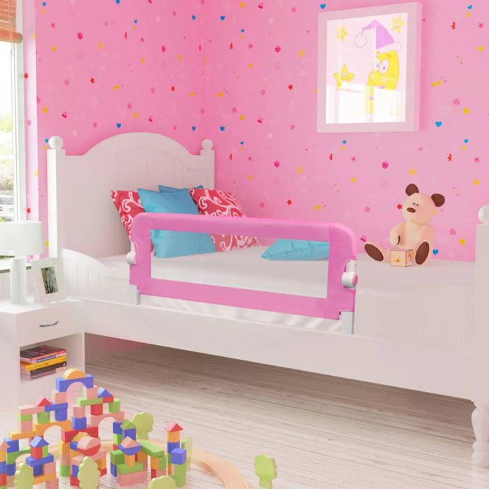 vidaXL Balustradă de protecție pat copii, roz, 120 x 42 cm, poliester [1]