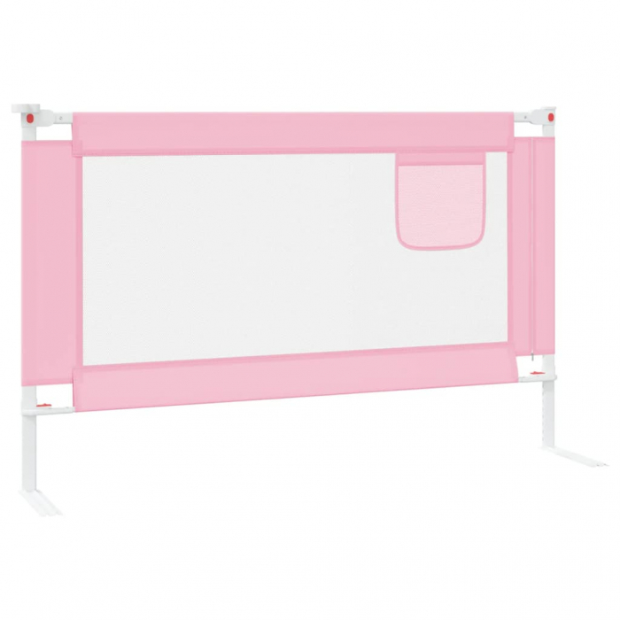 vidaXL Balustradă de protecție pat copii, roz, 120x25 cm, textil [4]