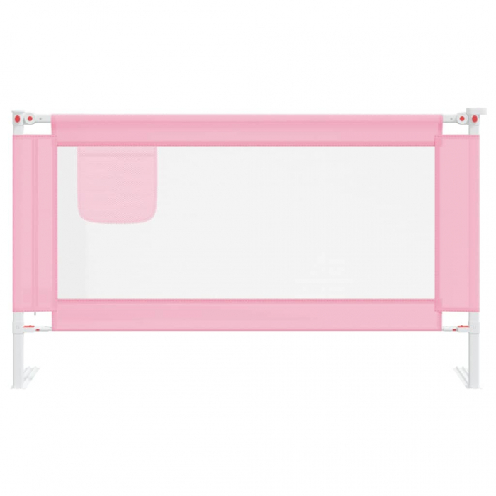 vidaXL Balustradă de protecție pat copii, roz, 140x25 cm, textil [3]