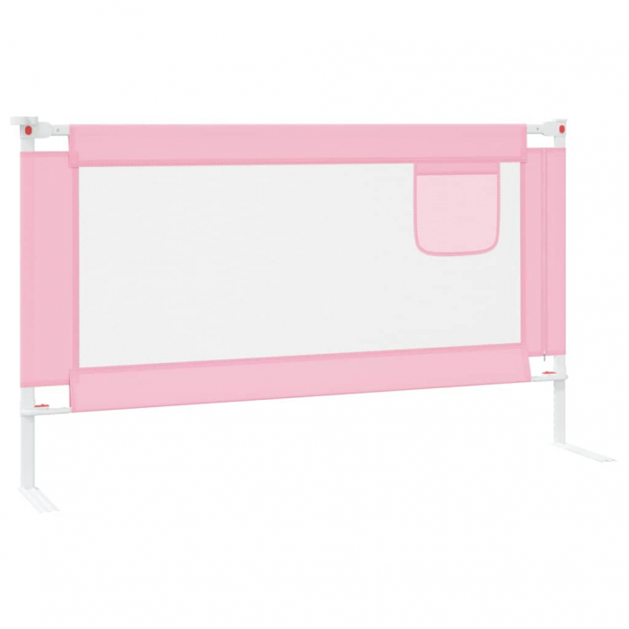 vidaXL Balustradă de protecție pat copii, roz, 140x25 cm, textil [4]